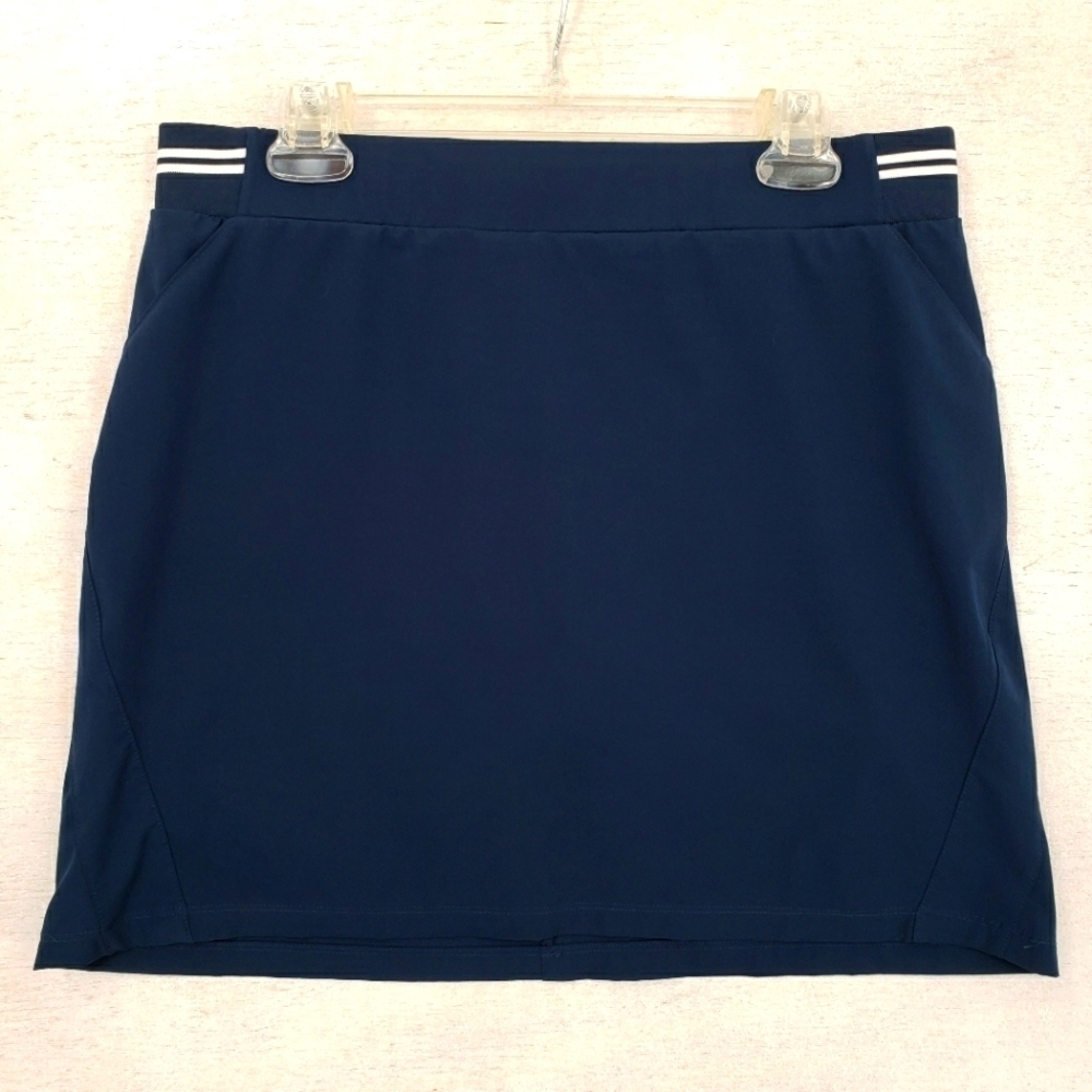 Tee Time women US Large navy skort stretch Poly Spandex stretch white accents
